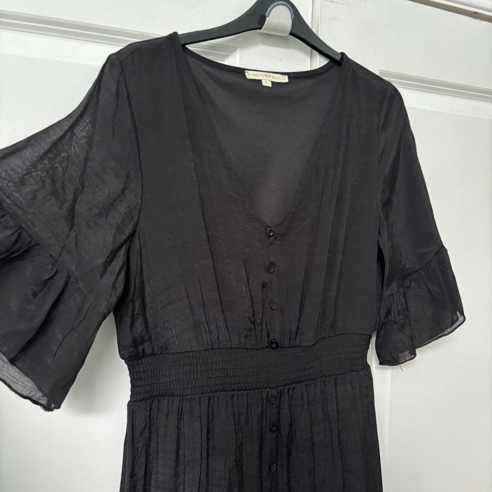 Kings Road Black Maxi Dress Womens L Tiered Ruffle Whimsigoth Ren Faire Y2K Goth - Picture 3 of 10